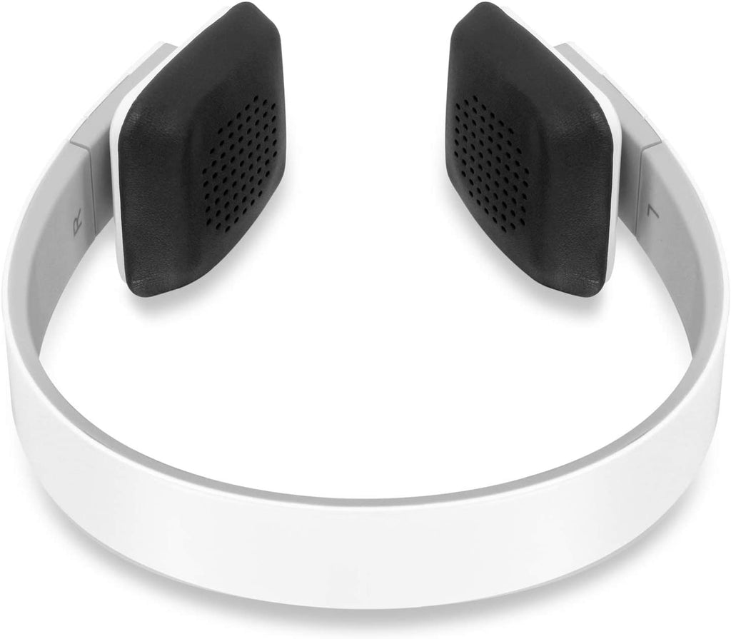 Bluetooth Wireless Headphones with Built-In Battery, Stream Audio from Iphone, Ipad, Smartphone, Tablet, PC, MAC, Laptop, White (ABH04F), Medium