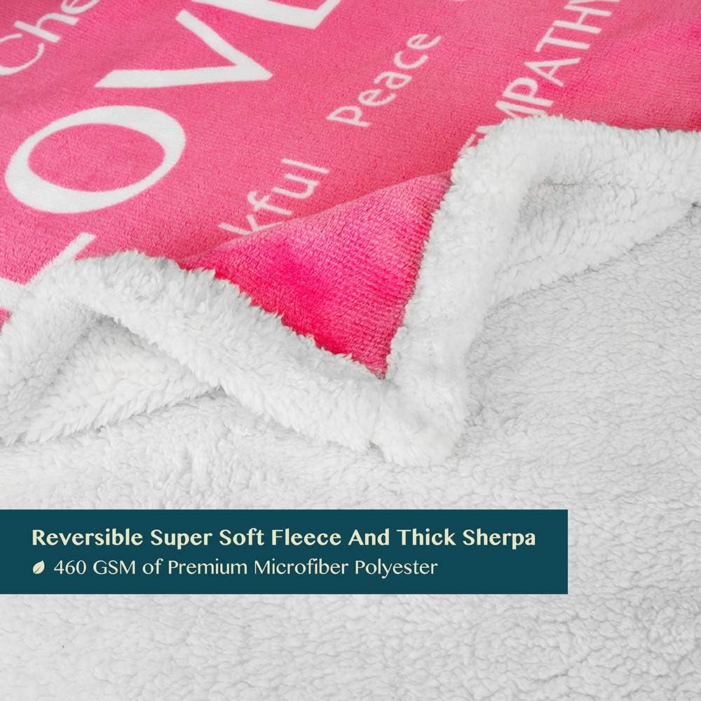 Healing Blanket, Get Well Soon Gift, Soft Hug Compassion Sherpa Throw Blanket for Women Men, Comfort Caring Inspirational Patient Blanket, Positive Thoughts Prayer Throw, Pink