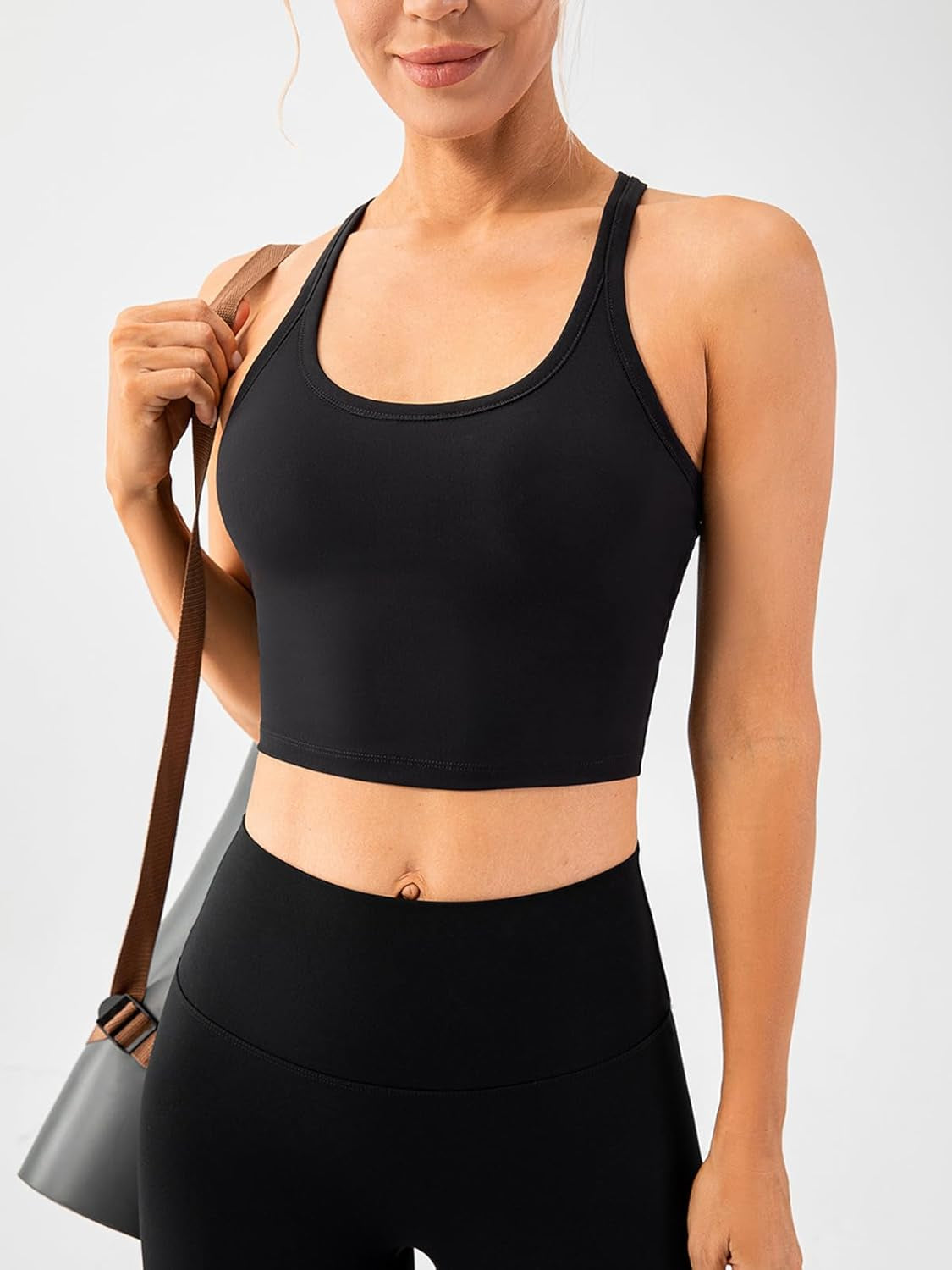 Women'S Racerback Sports Bras Yoga Crop Top with Built in Bra