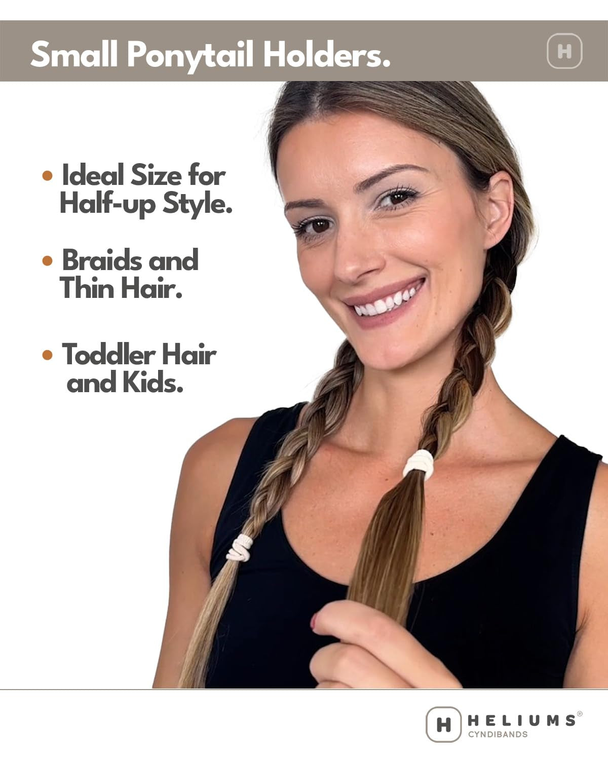 Small Hair Ties - Gold - 1 Inch Seamless No-Damage Ponytail Holders for Kids, Braids and Thin Hair - 20 Count