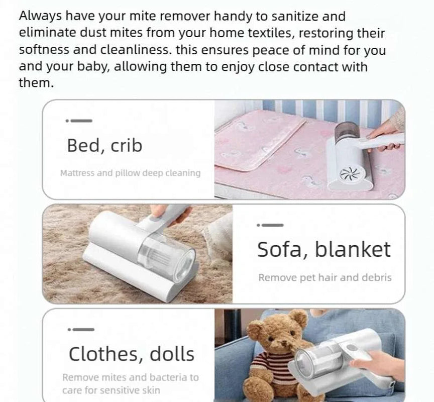 20000Pa Bed Vacuum Cleaner, Powerful Mattress Vacuum Cleaner for Mattress, Bed, Cloth Sofas, Pillows, Carpets, Handheld Cordless Vacuum Cleaner, Wireless Mite Remover Cleaning Machine