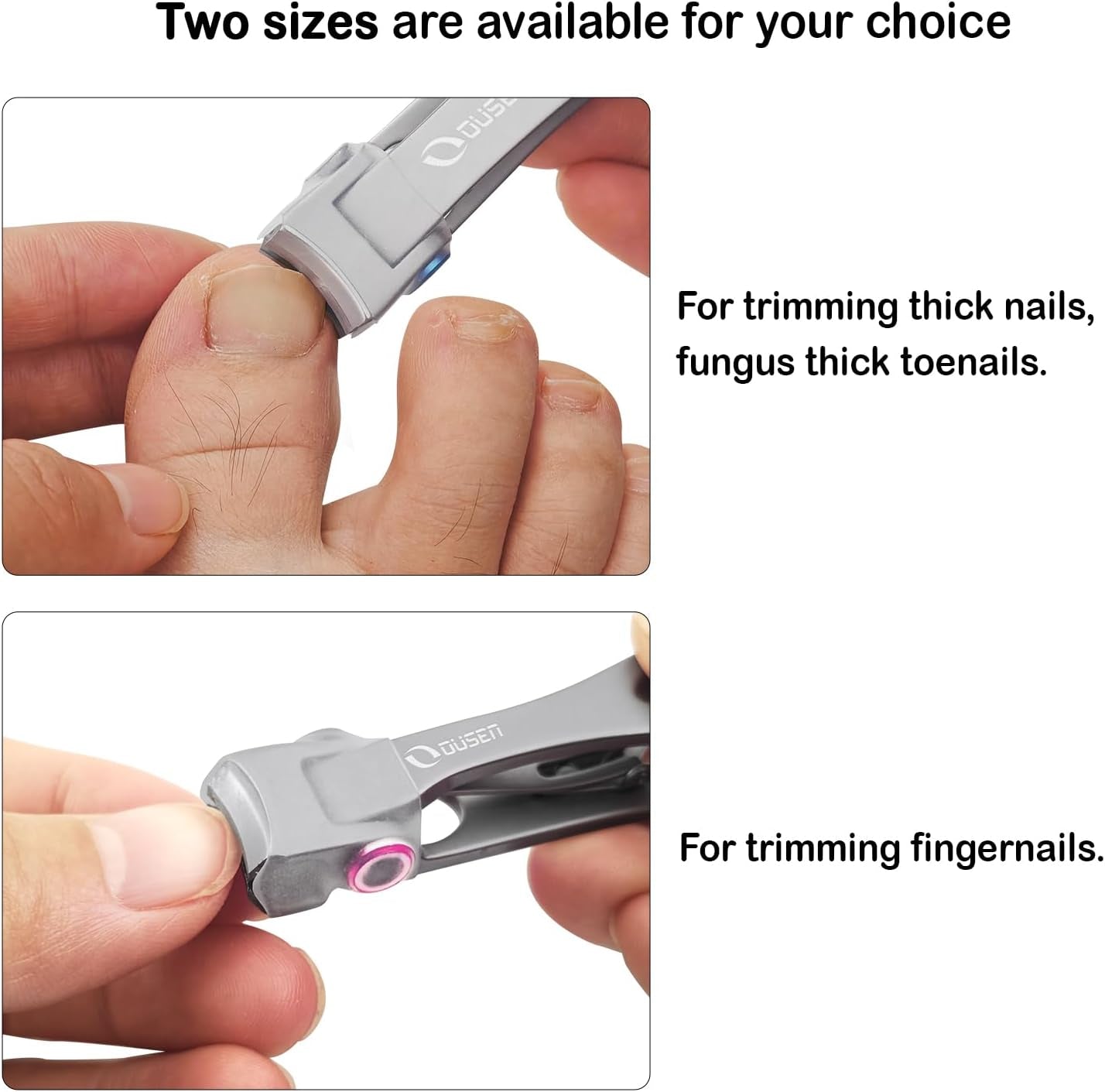 Thick Nail Clippers with Catcher, Full Anti-Splash Nail Clippers for Men & Women, Wide Jaw Opening Toenail Clippers for Seniors, Adult Fingernail Cutter & Toe Nail Clipper Catch All Nail Clippings