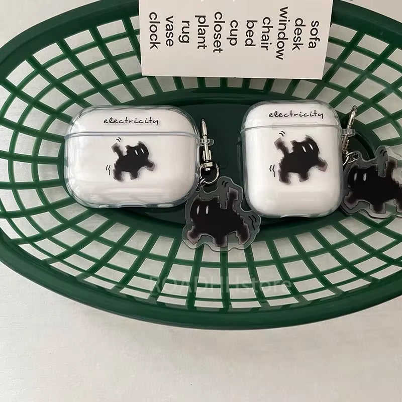 Wireless Cute Cat Black Charging Box for Airpods 4 Pro 3 2 1 Pro3 Case Transparent Silicone Earphone Cases for Airpods Pro 2 2Nd