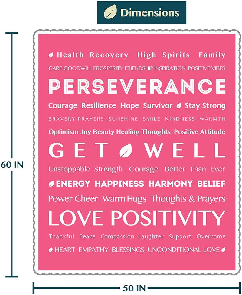 Healing Blanket, Get Well Soon Gift, Soft Hug Compassion Sherpa Throw Blanket for Women Men, Comfort Caring Inspirational Patient Blanket, Positive Thoughts Prayer Throw, Pink