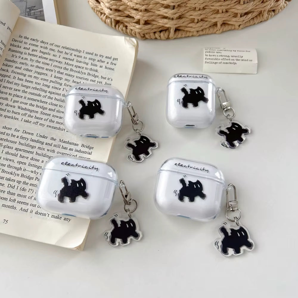 Wireless Cute Cat Black Charging Box for Airpods 4 Pro 3 2 1 Pro3 Case Transparent Silicone Earphone Cases for Airpods Pro 2 2Nd
