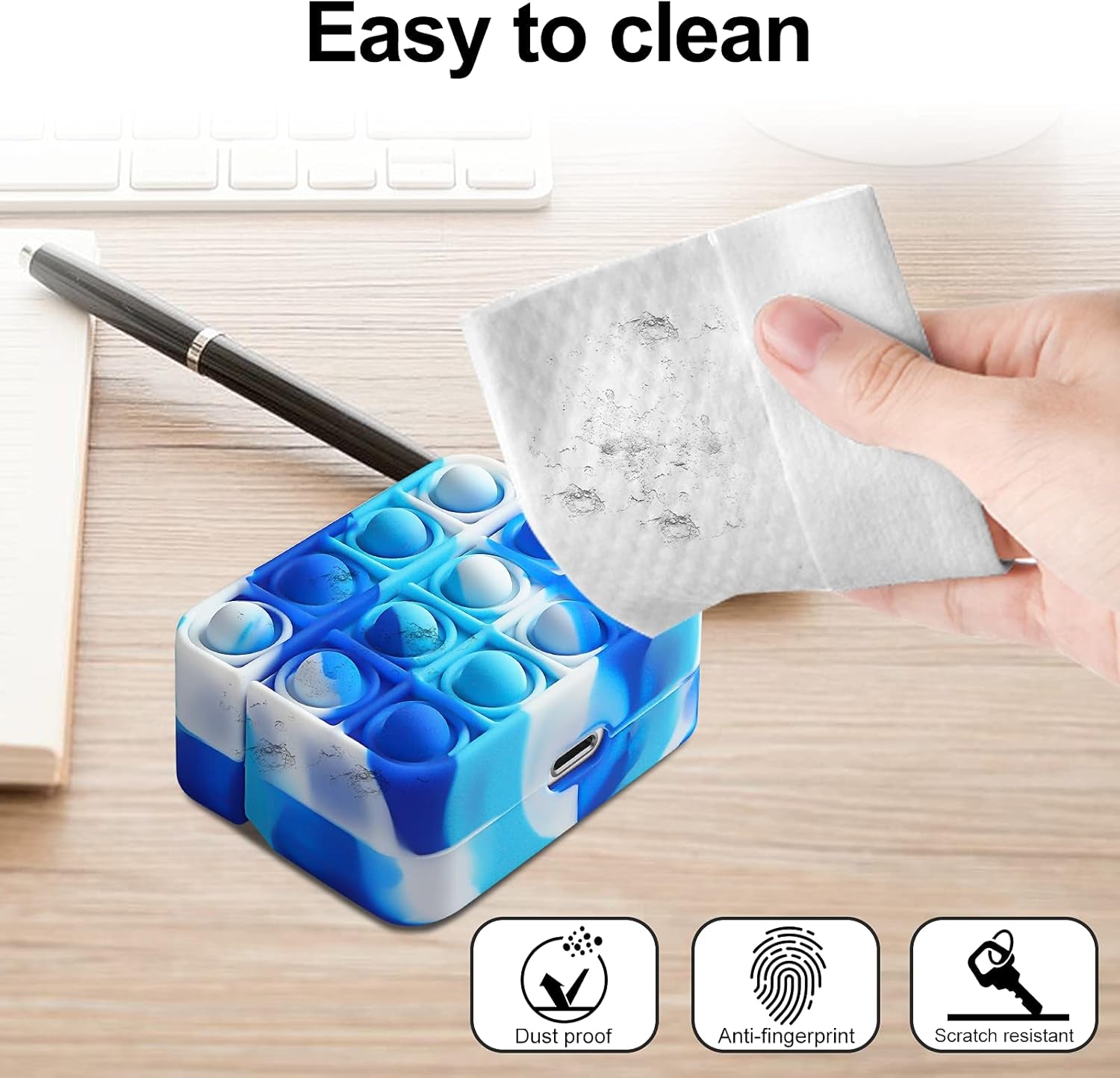 for Airpods Pro Case with Keychain Soft Silicone Apple Air Pods Pro Cover Shockproof Cases for Airpods Pro(Blue Red)