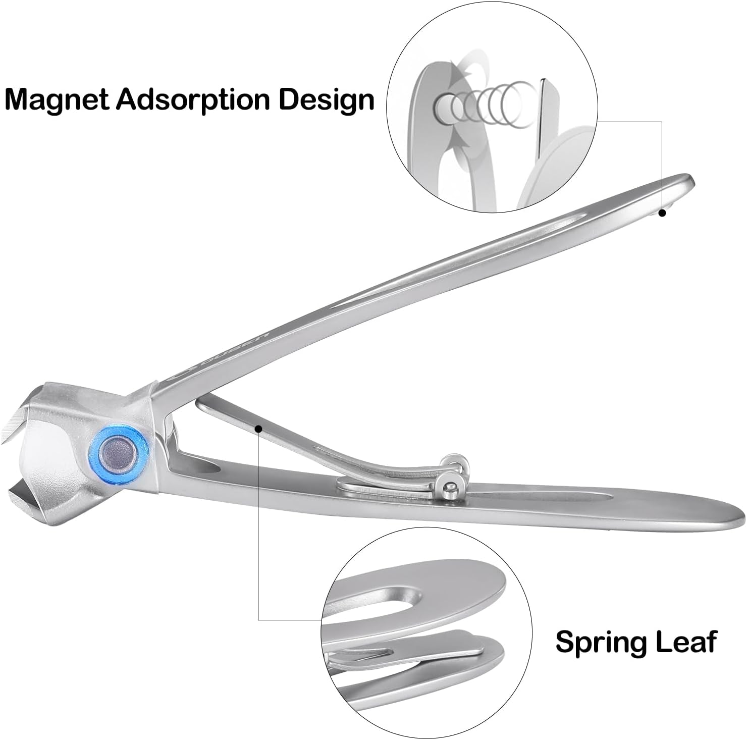 Thick Nail Clippers with Catcher, Full Anti-Splash Nail Clippers for Men & Women, Wide Jaw Opening Toenail Clippers for Seniors, Adult Fingernail Cutter & Toe Nail Clipper Catch All Nail Clippings