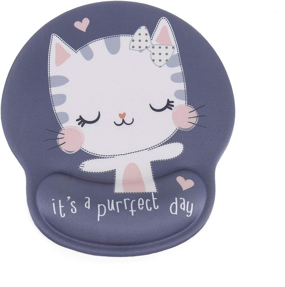 Keyboard Wrist Rest and Mouse Pad with Wrist Support, Memory Foam Set for Computer/Laptop/Mac,Gaming and Office, Sturdy & Comfortable & Lightweight for Easy Typing & Pain Relief (Cute Cat)